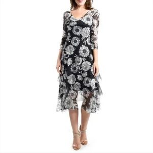 NEW Komarov Floral Chiffon Midi Dress